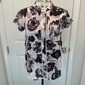 Simply Vera Vera Wang Floral Print Short Sleeve Blouse